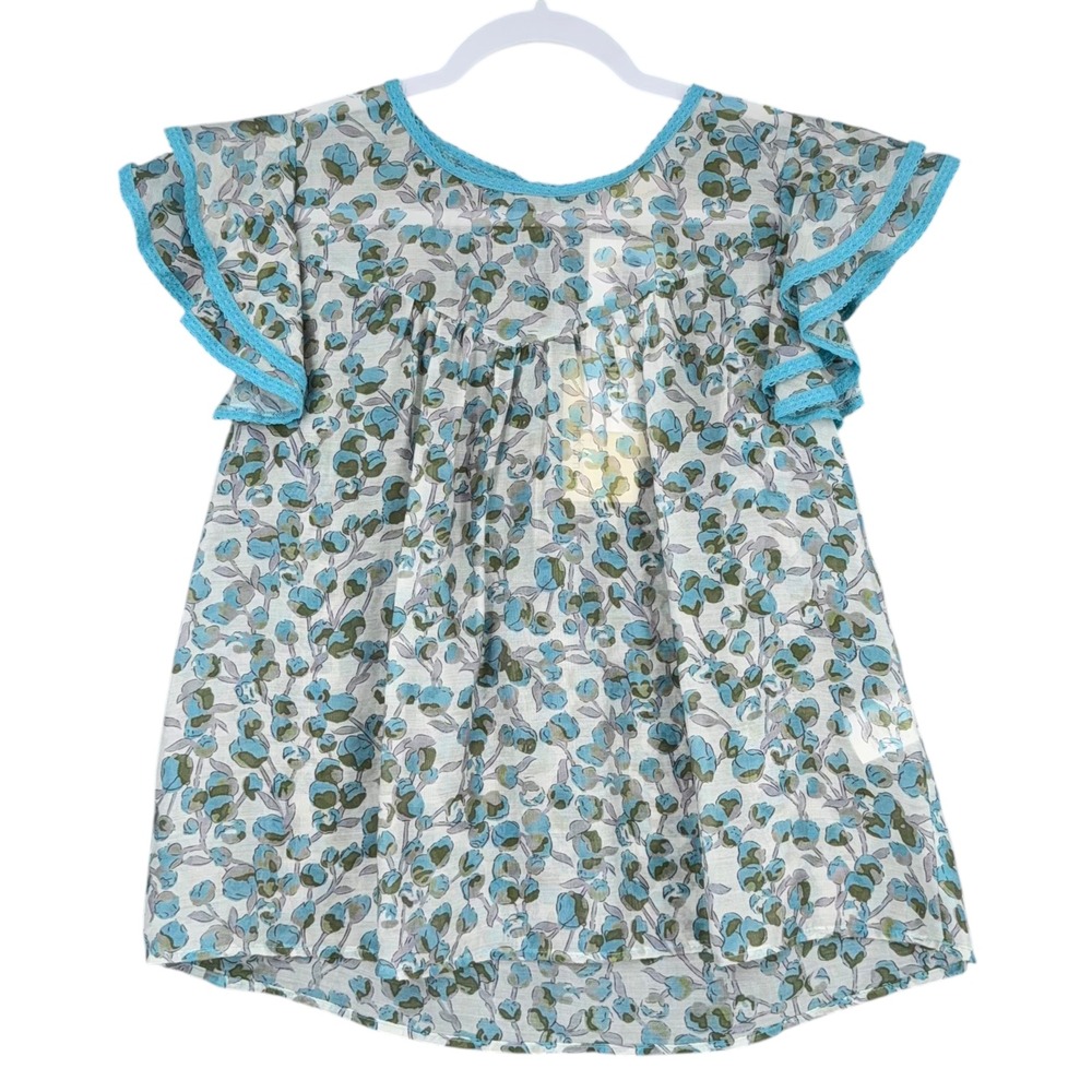The Korner‎ Floral Ruffle Sleeve Top Blouse Womens EU 38 US S Cottage